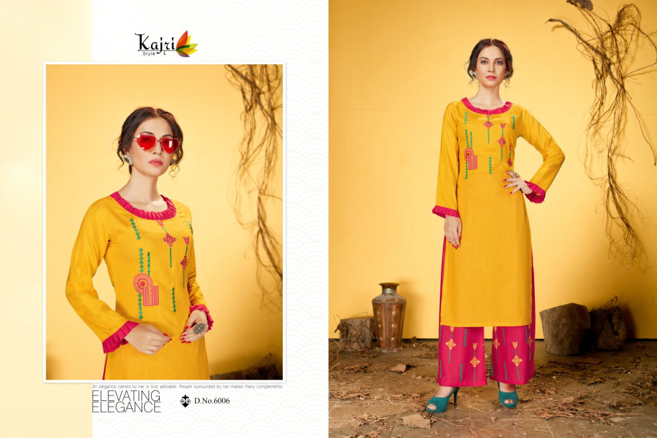 Kajri Noor 6 Hevay Rayon Designer Party Wear Kurti With Bottom Collection